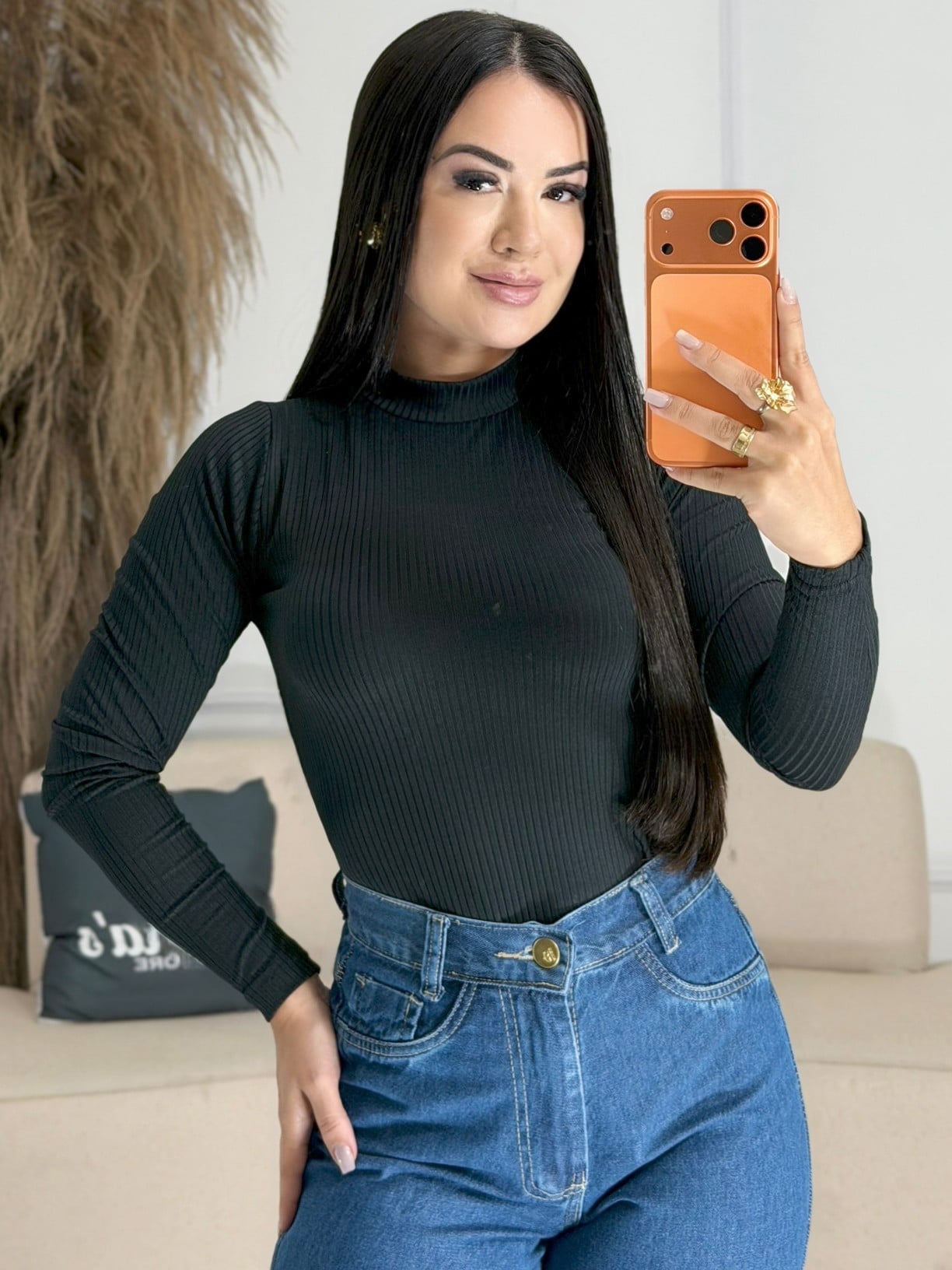blusa canelada simples azul turquesa 6766
