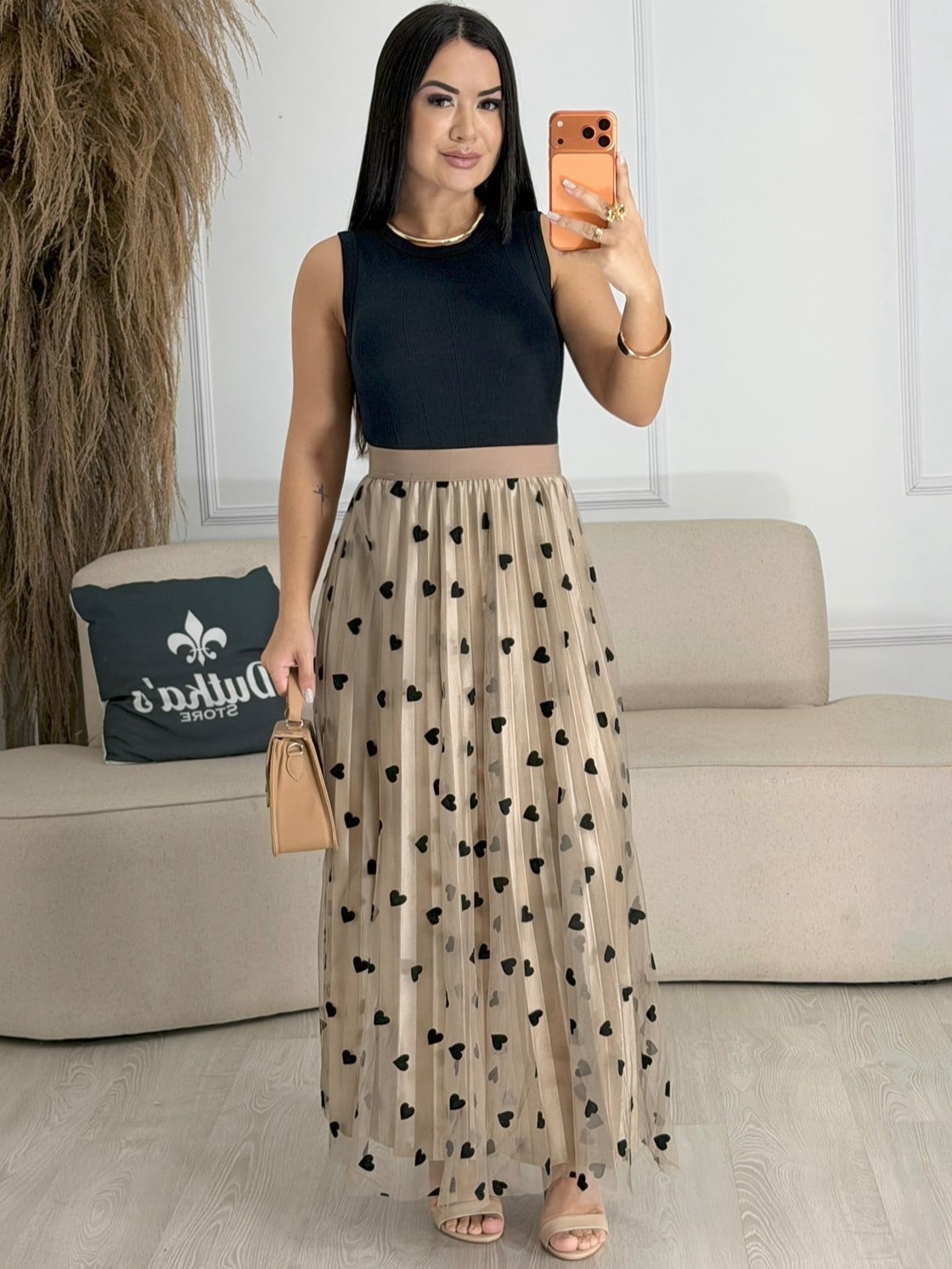 saia de tule corações nude 6754