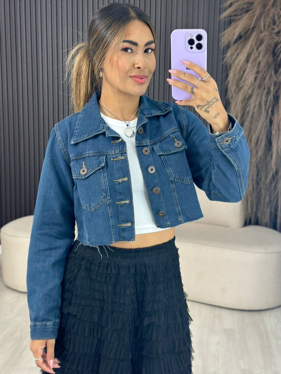 jaqueta jeans escura 6716