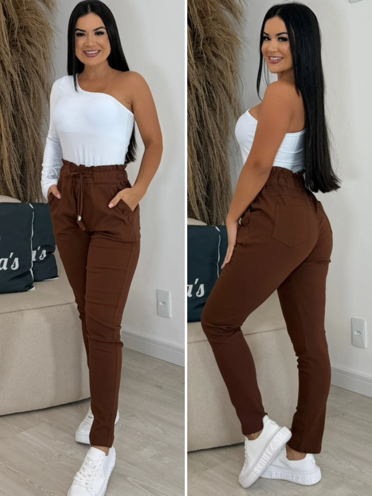 calça sarja peluciada verde 7005