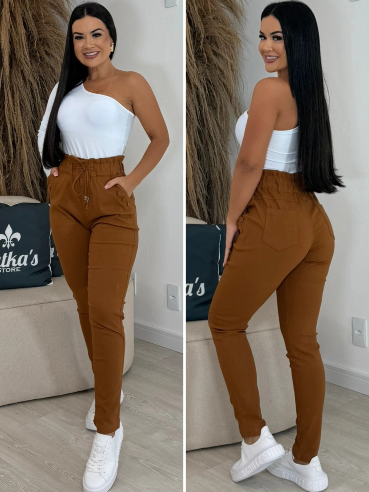 calça sarja peluciada verde 7005