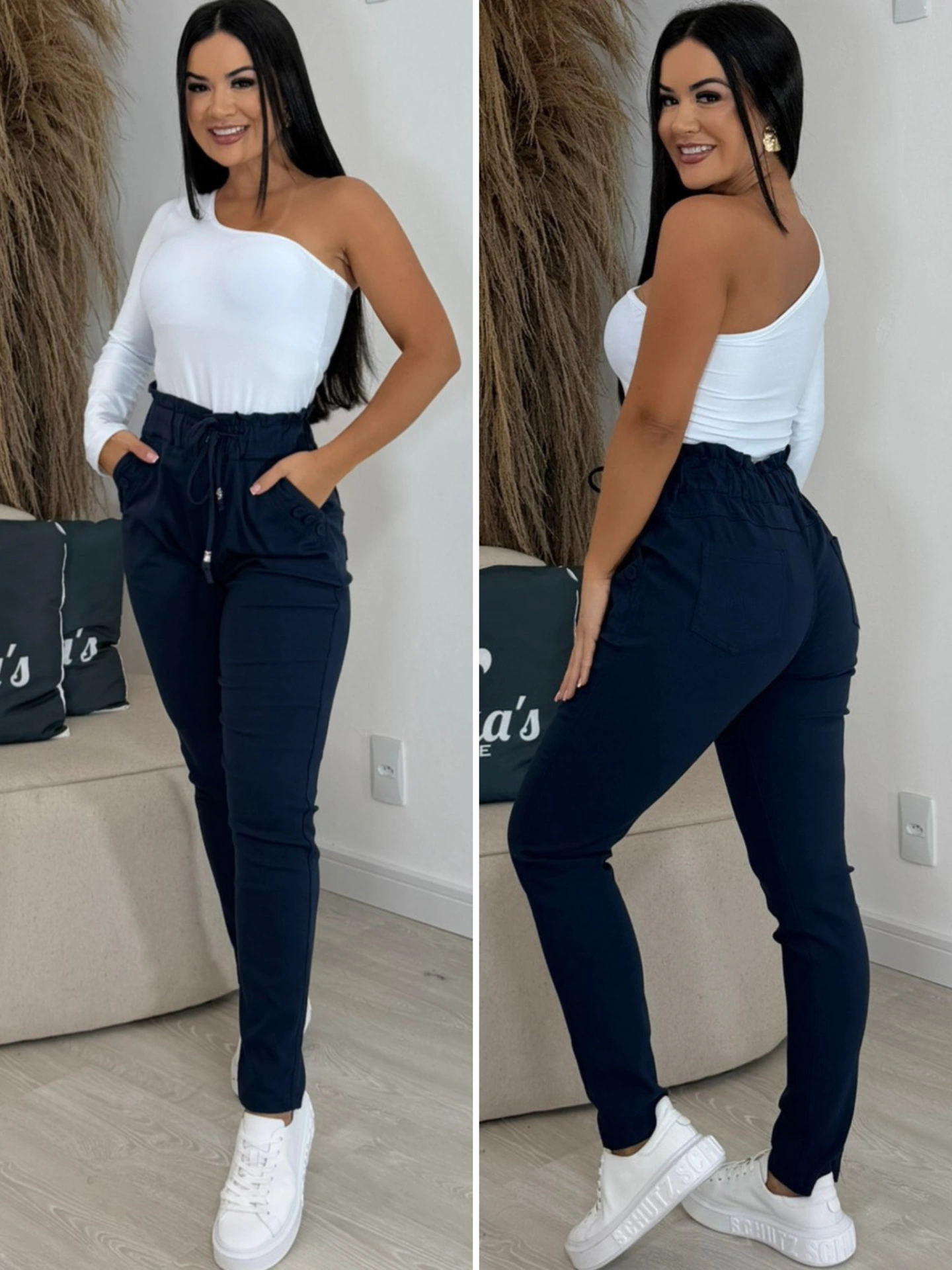 calça sarja peluciada azul marinho 7004