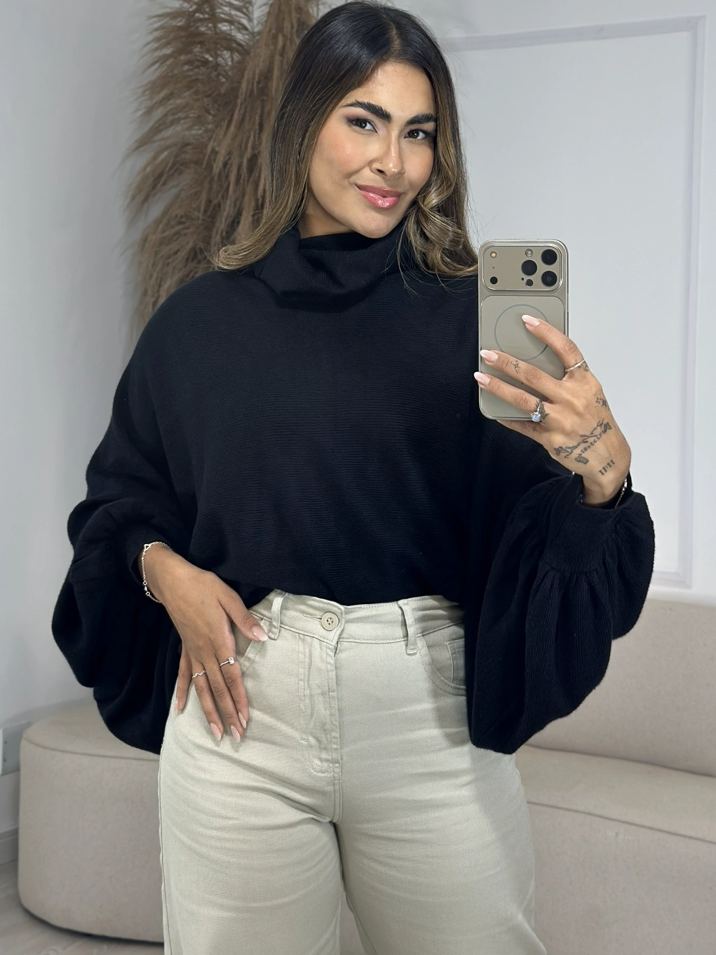 calça cenoura alfaiataria preto 6980