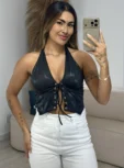 cropped cirre ana castela marrom claro 6963