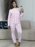 pijama plush rosa com ursinho 6881