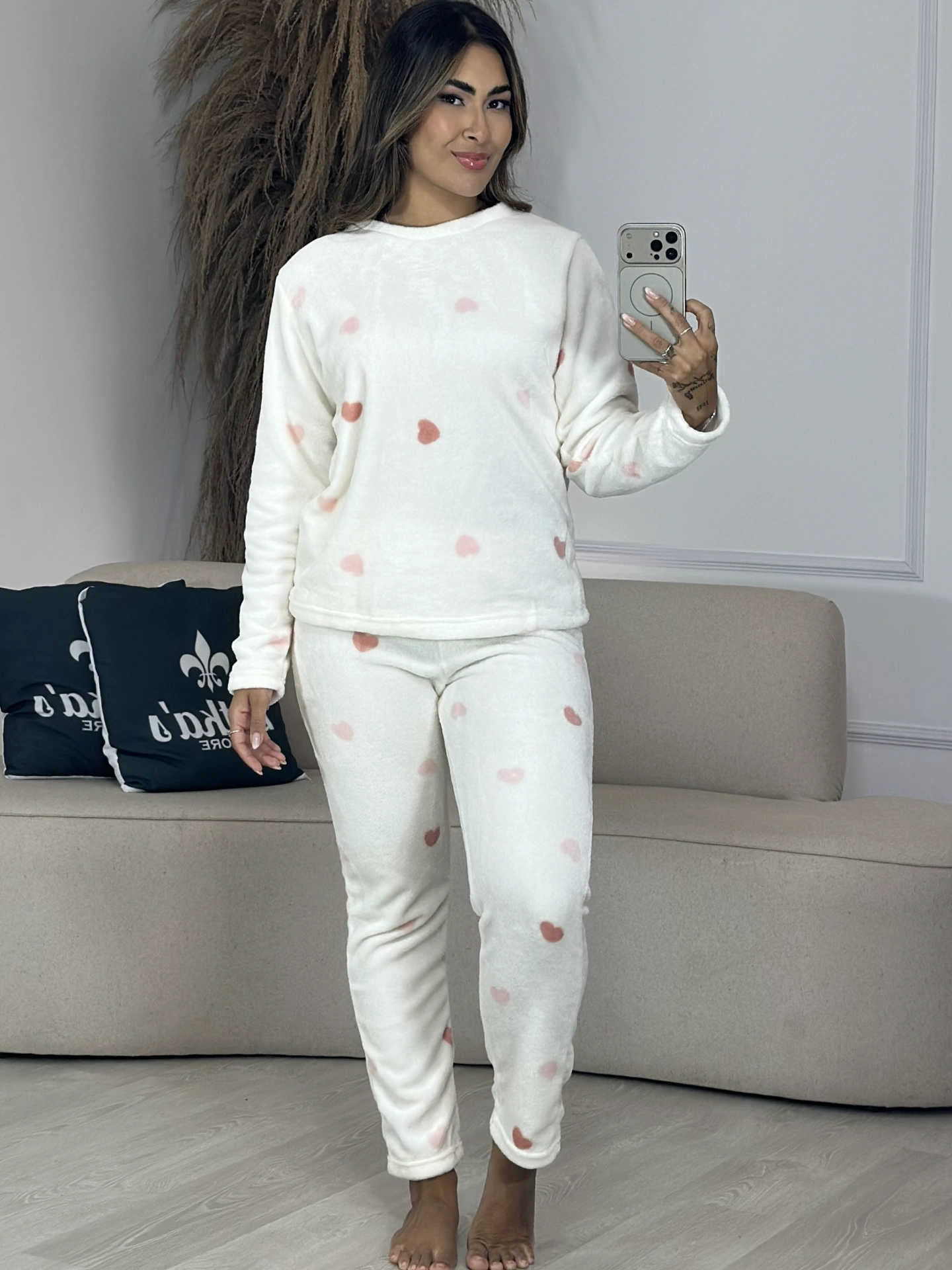 pijama plush rosa com ursinho 6881