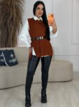 conjunto camisa e colete com cinto preto 6929