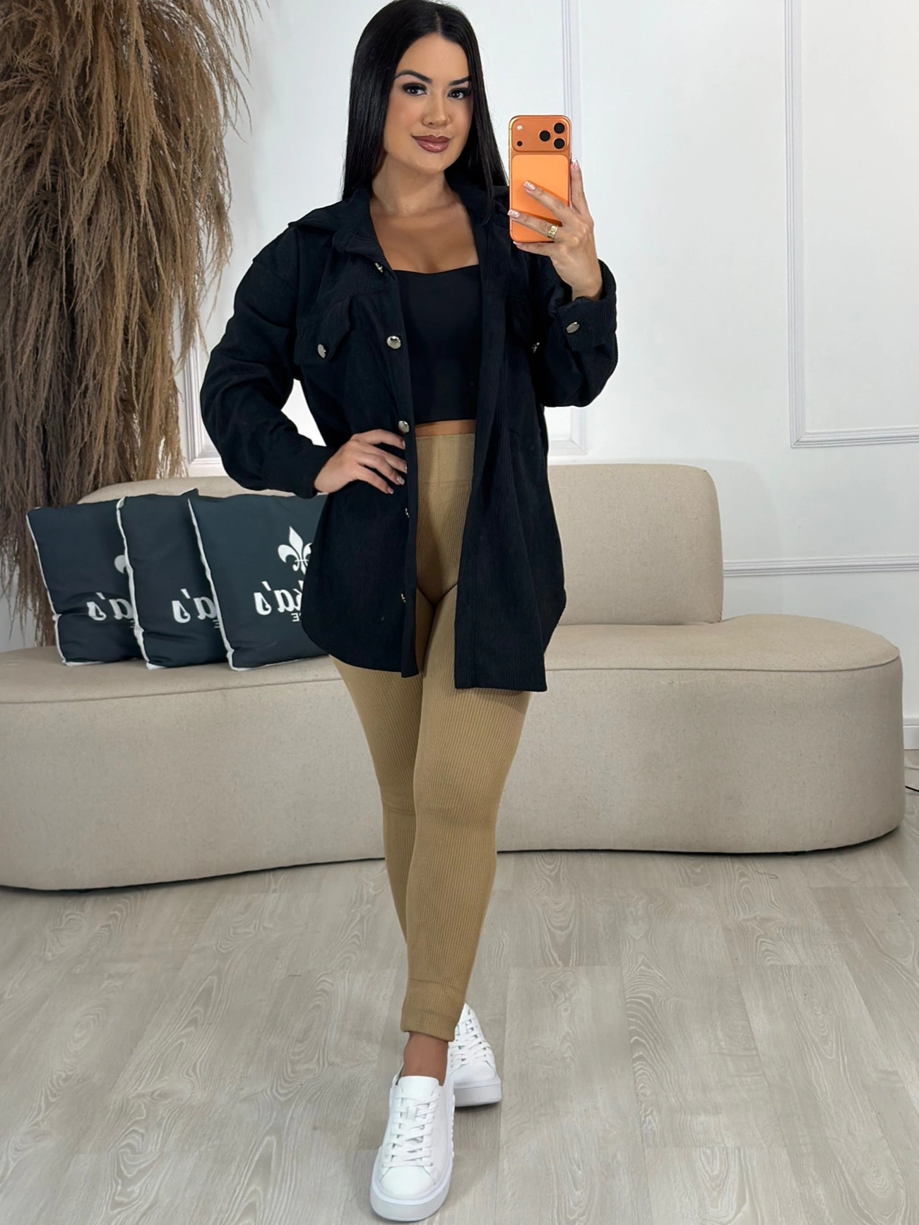 chemise de cotelê preto 6974