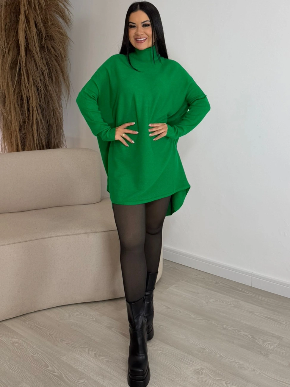 vestido suéter oversized gola alta marrom 7033 (cópia)
