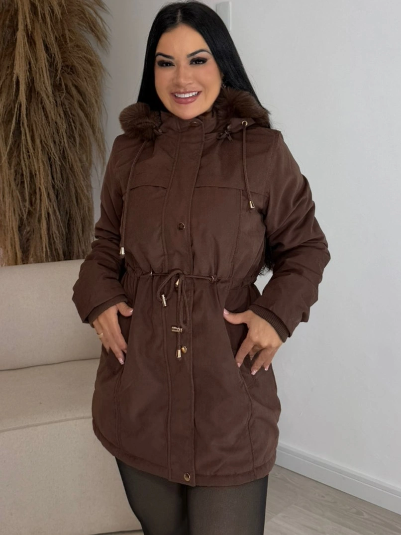 jaqueta parka de inverno marrom 7045