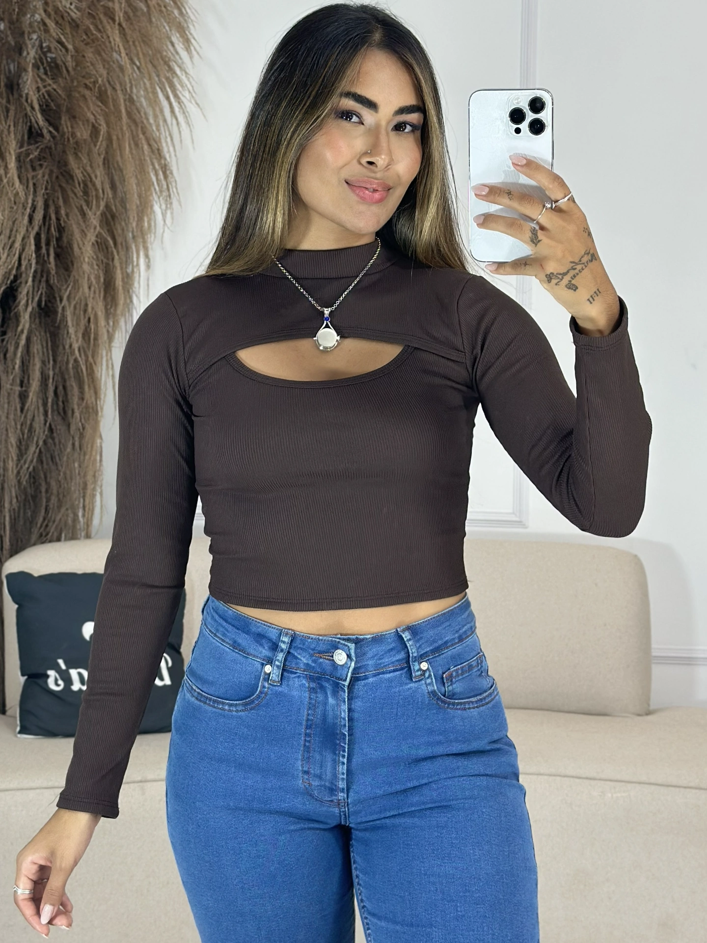 blusa gola alta branco 6849