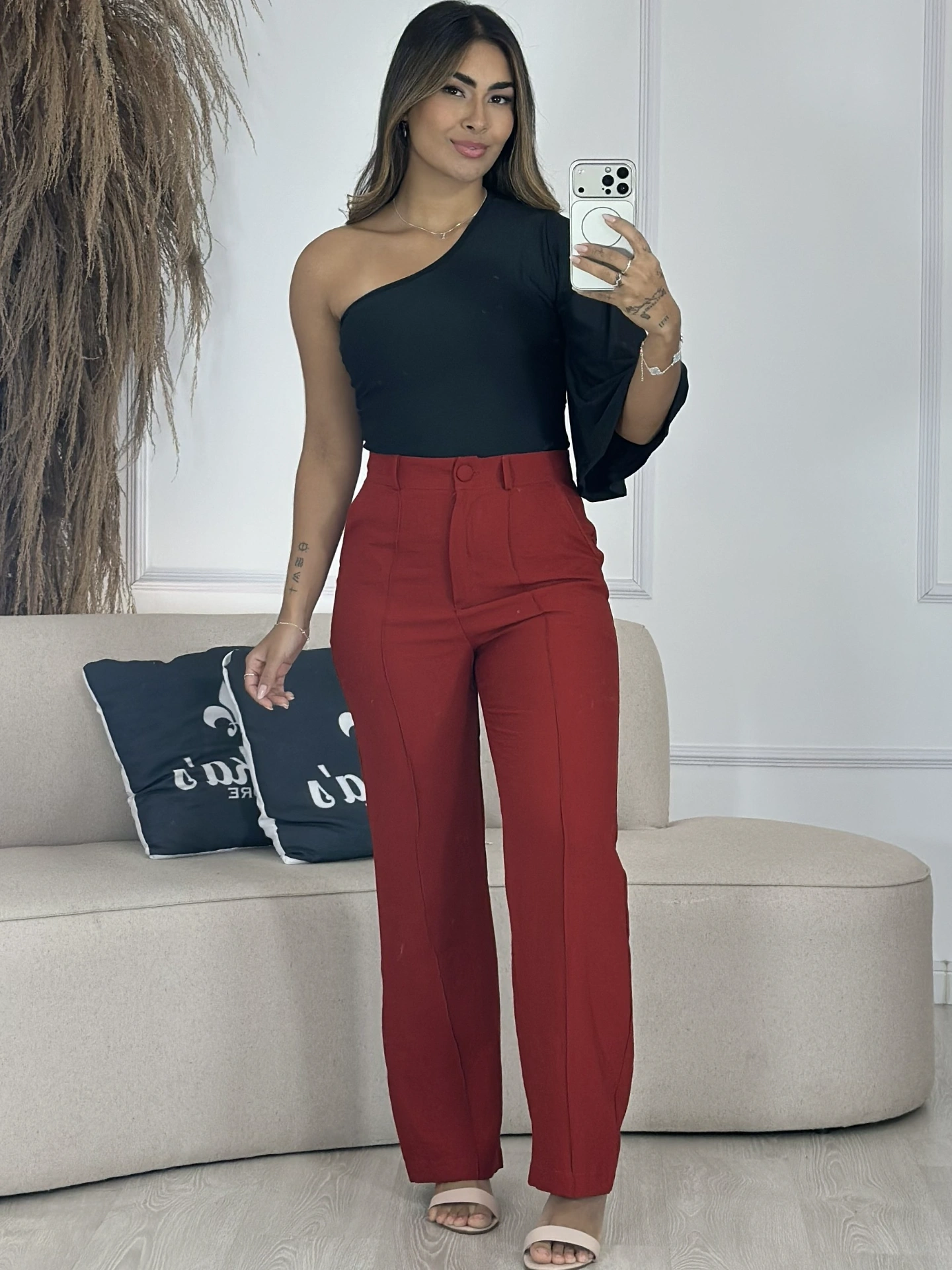 calça linho preto 6887
