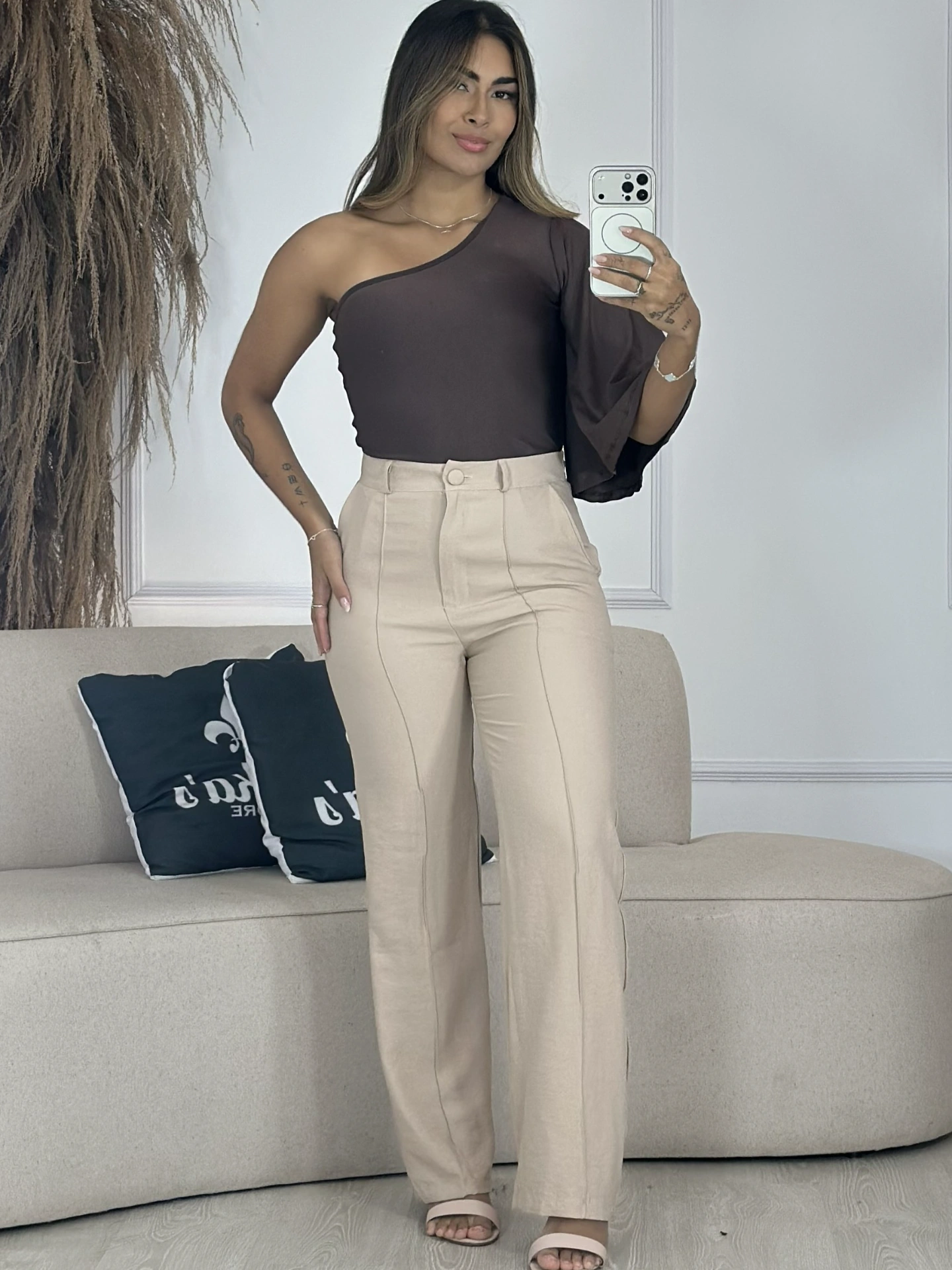 calça linho preto 6887