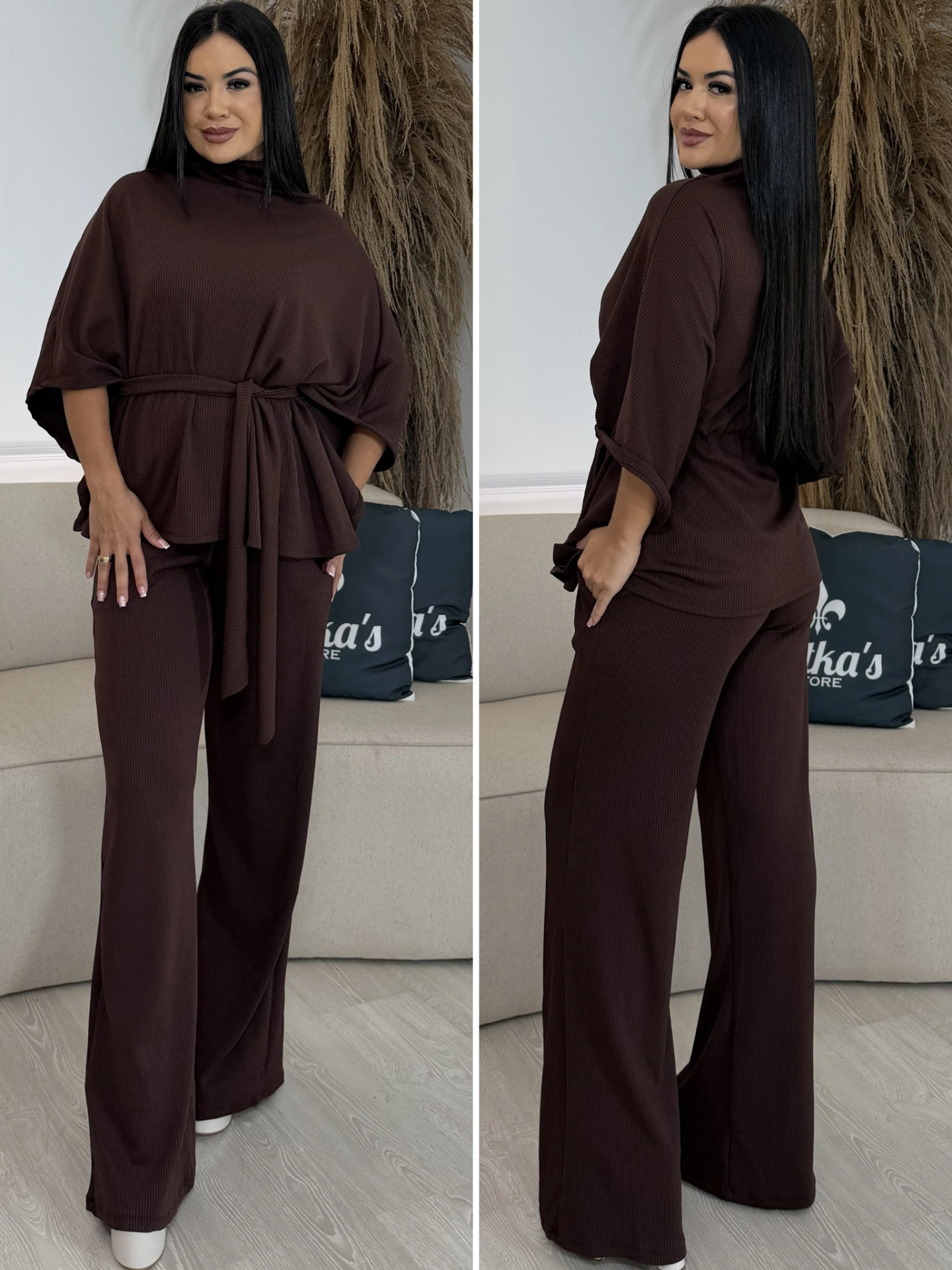 conjunto assimétrico marrom 6946