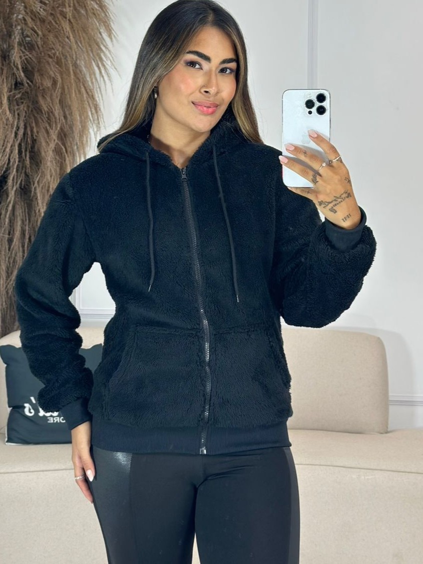 casaco teddy preto 6855