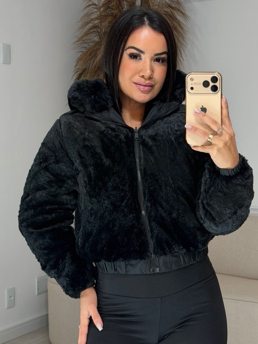 puffer pelinho preto 6860 puffer pelinho preto 6860