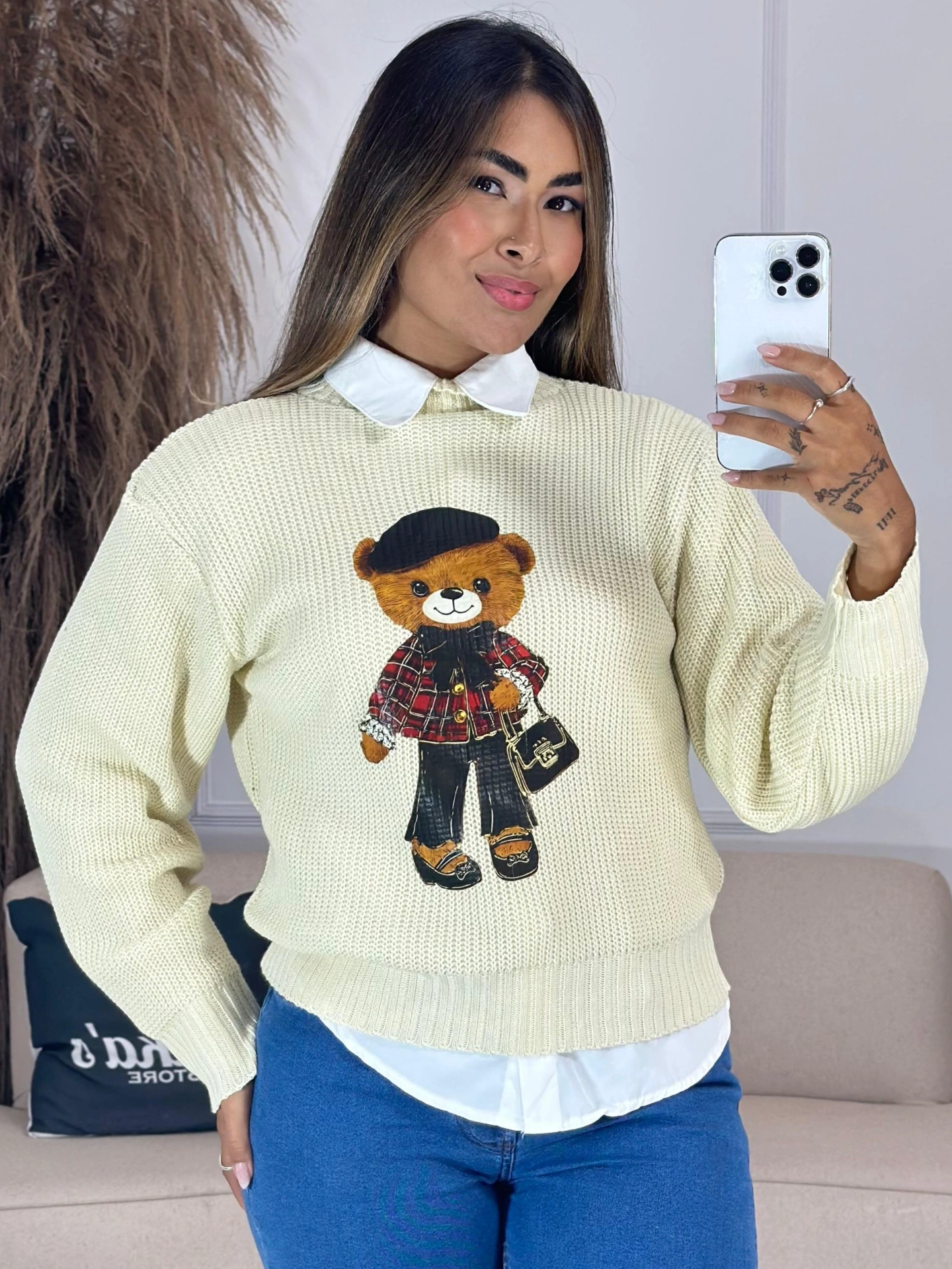tricot urso vinho 6869