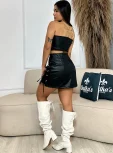 conjunto short saia courinho preto 8240